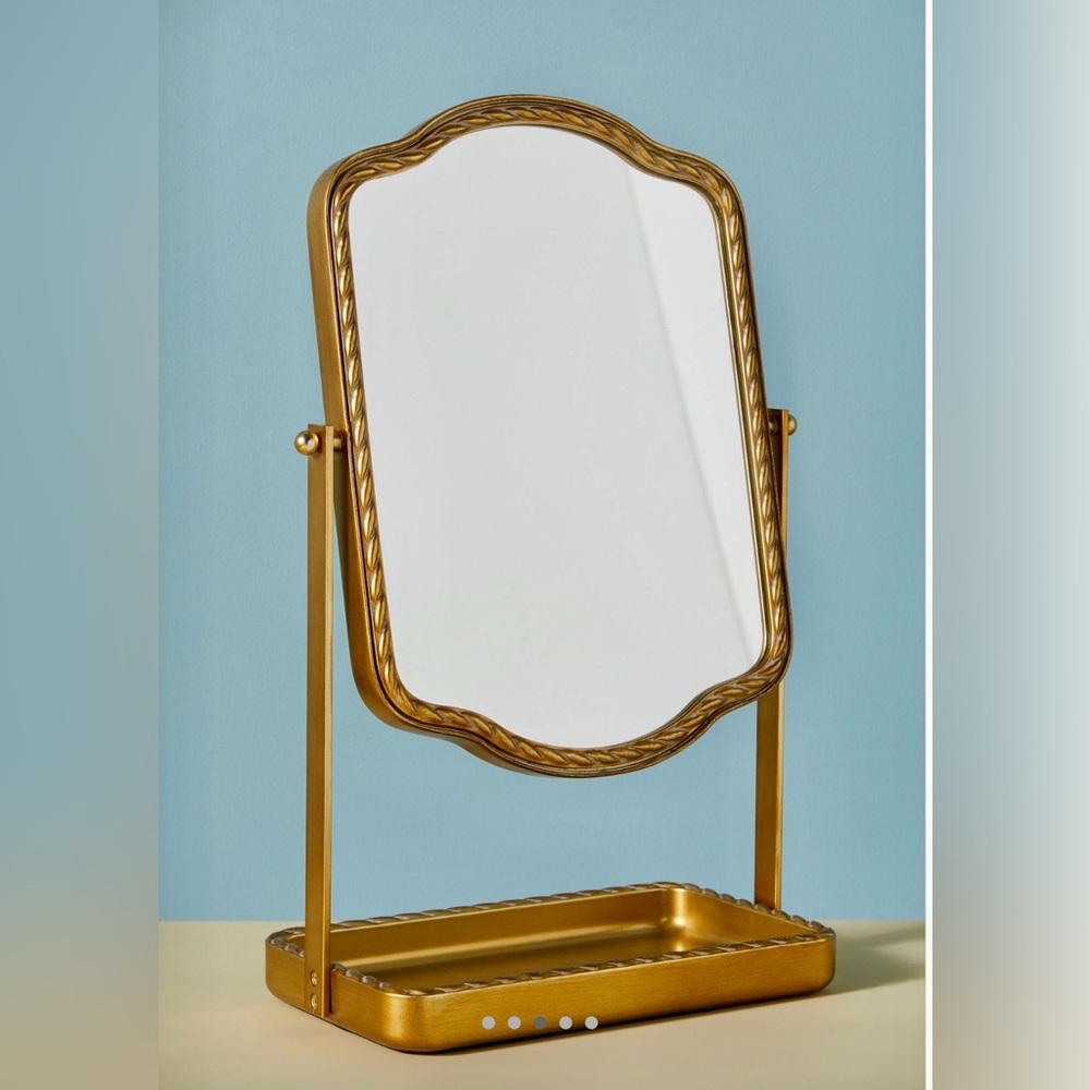 Anthropologie Brodie Twisted Metal Tabletop Vanity Mirror NEW